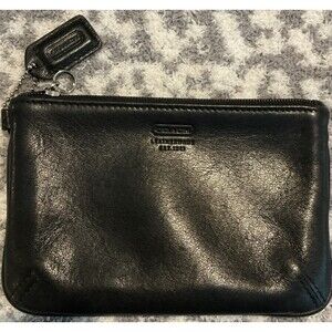 Vintage Coach Black Leather Wristlet Wallet Missing Strap